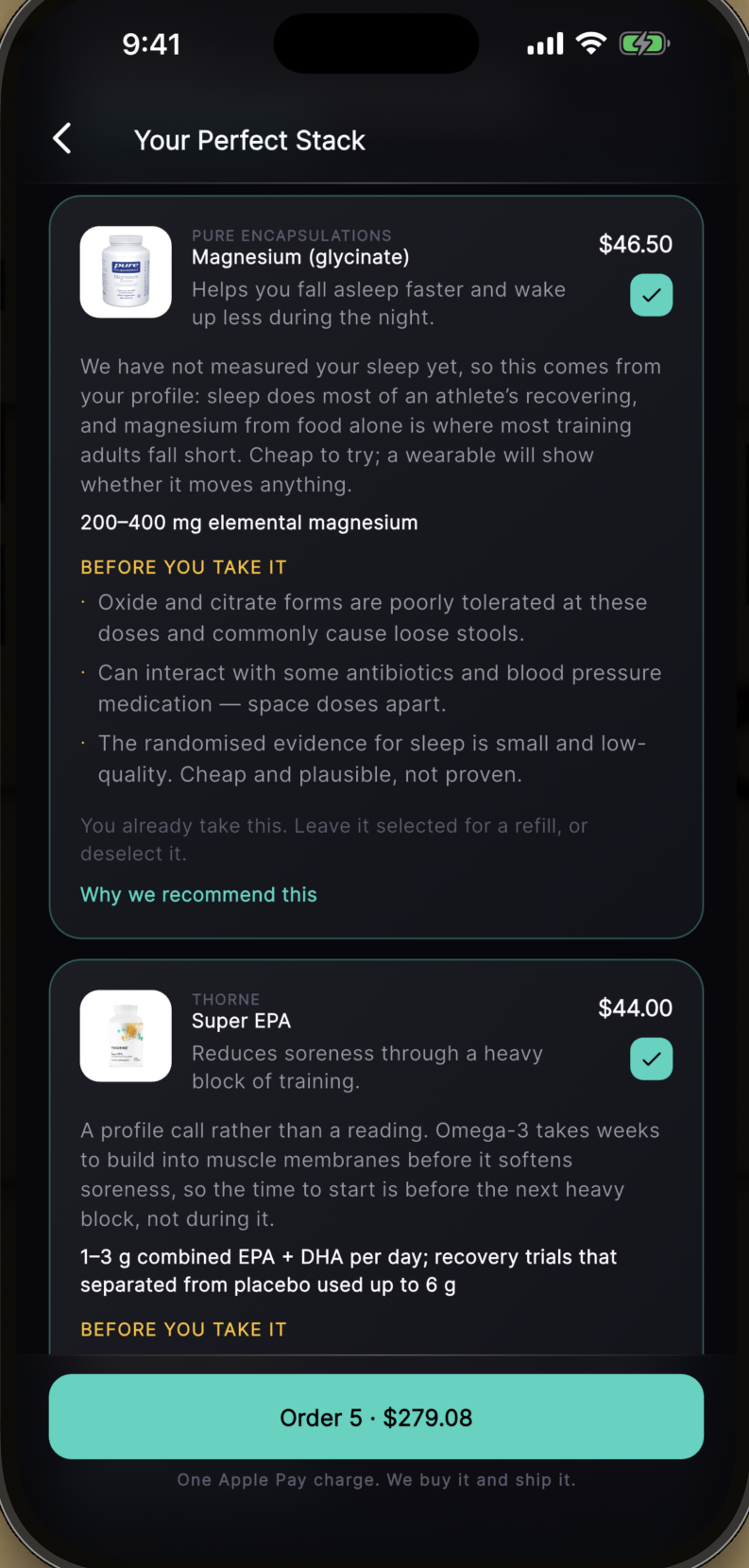Your Perfect Stack with evidence and cautions